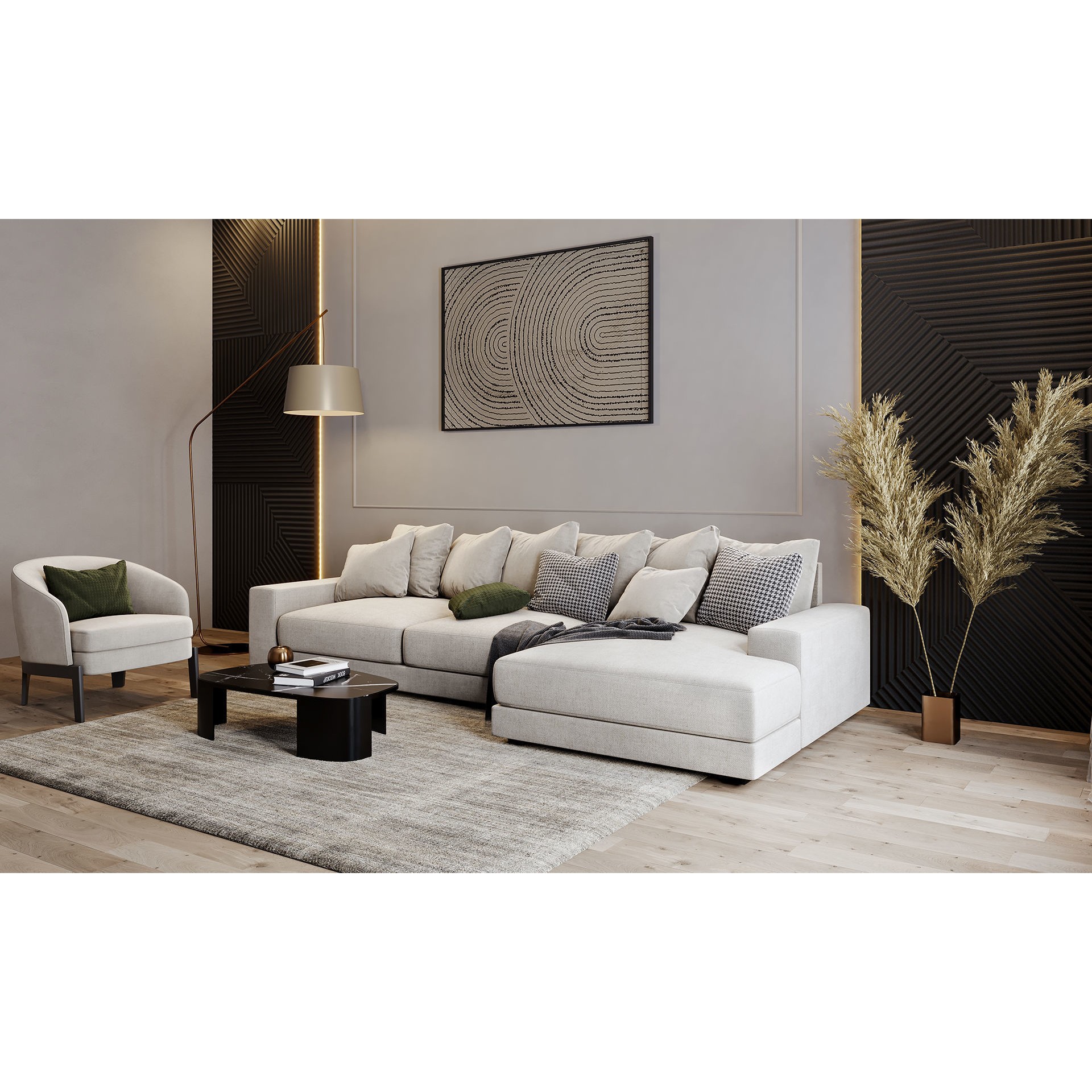 Interior Living Room Scene - Fully Textured 3D Model - View 3