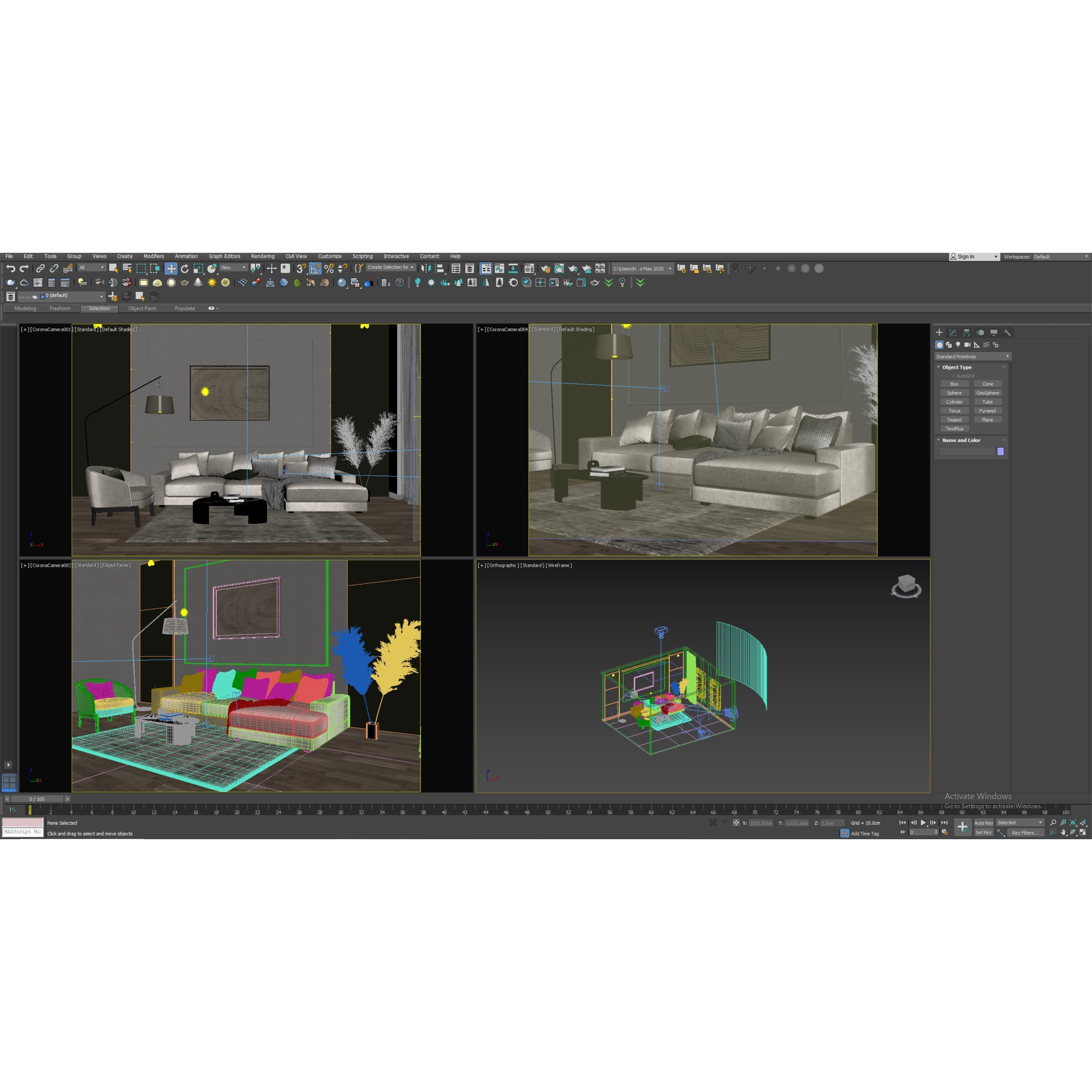 Interior Living Room Scene - Fully Textured 3D Model - View 6