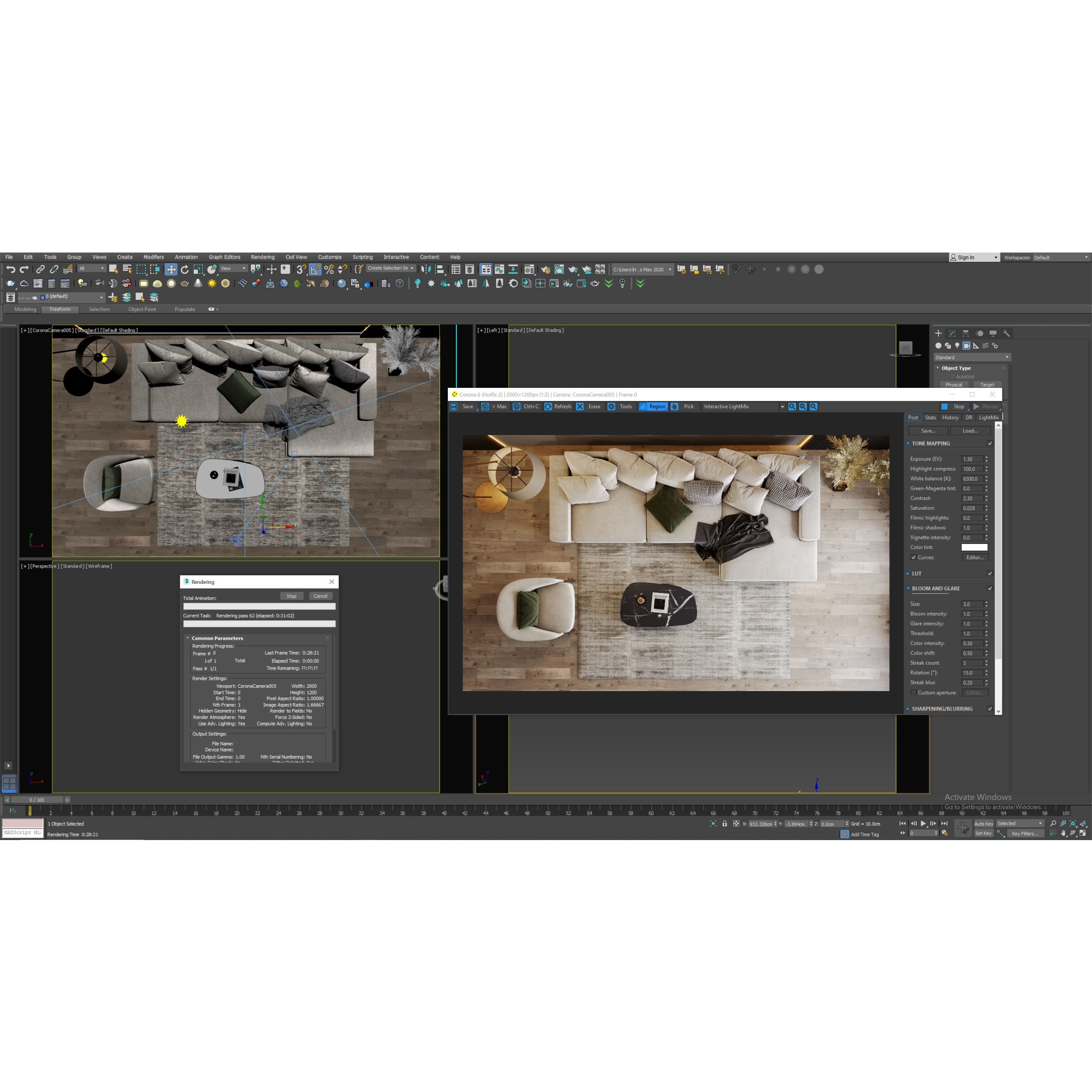 Interior Living Room Scene - Fully Textured 3D Model - View 8