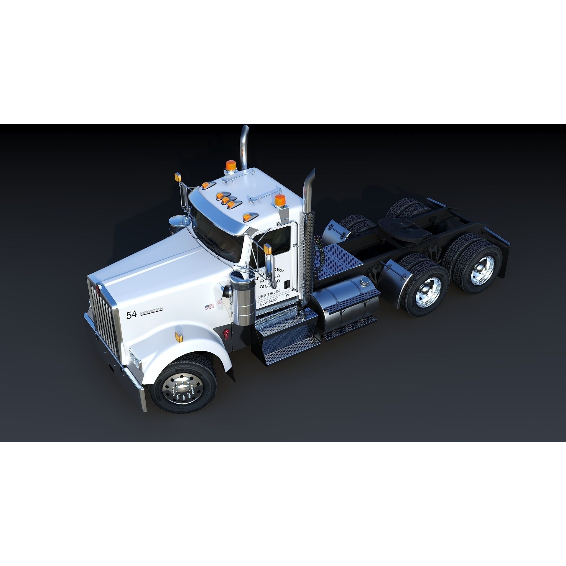 Kenworth W900 Daycab - Low-Poly Game-Ready 3D Model - View 12