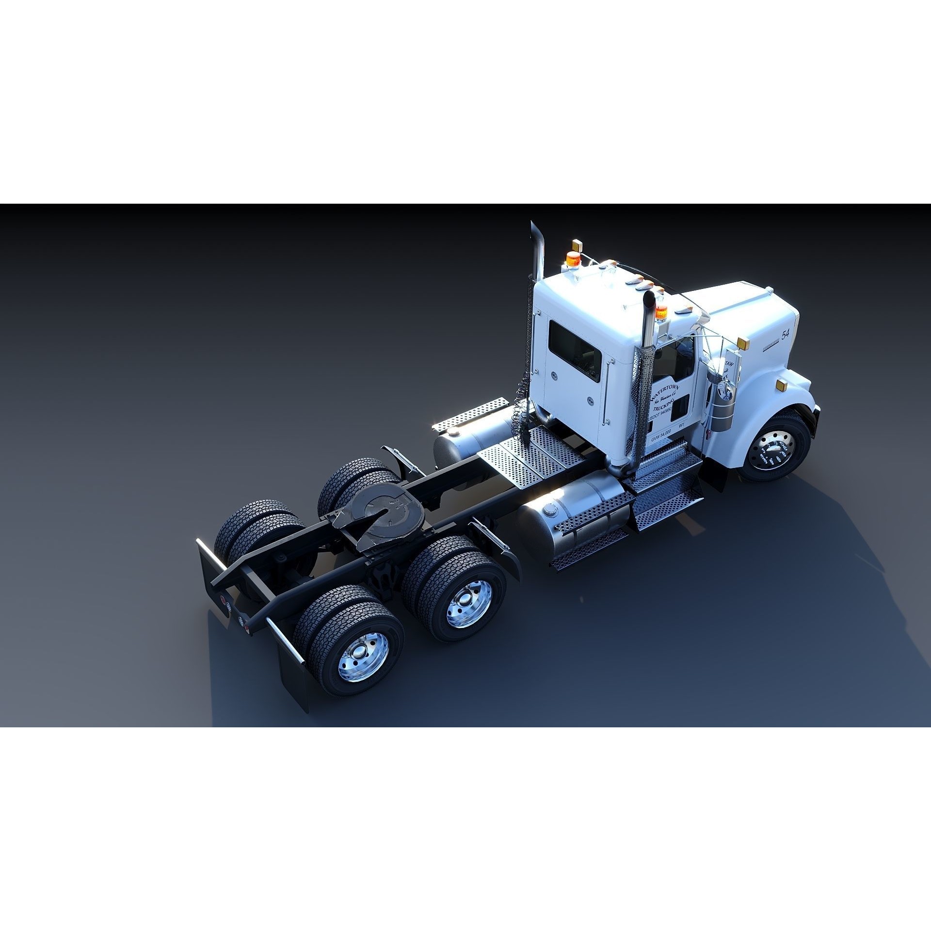 Kenworth W900 Daycab - Low-Poly Game-Ready 3D Model - View 13