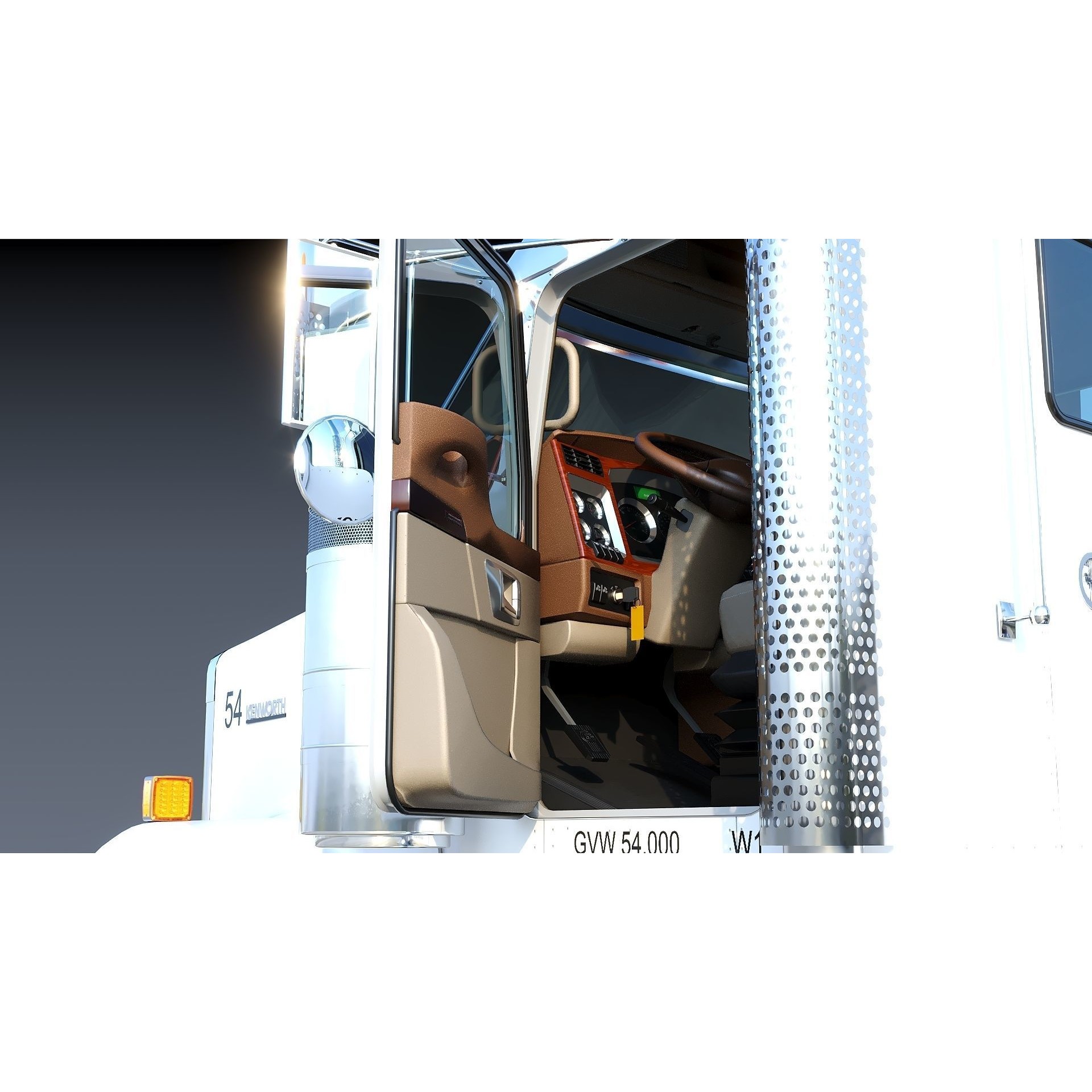 Kenworth W900 Daycab - Low-Poly Game-Ready 3D Model - View 14