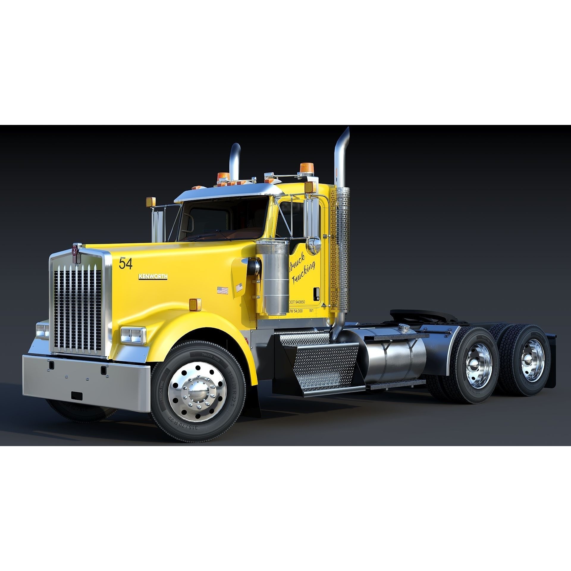Kenworth W900 Daycab - Low-Poly Game-Ready 3D Model - View 17