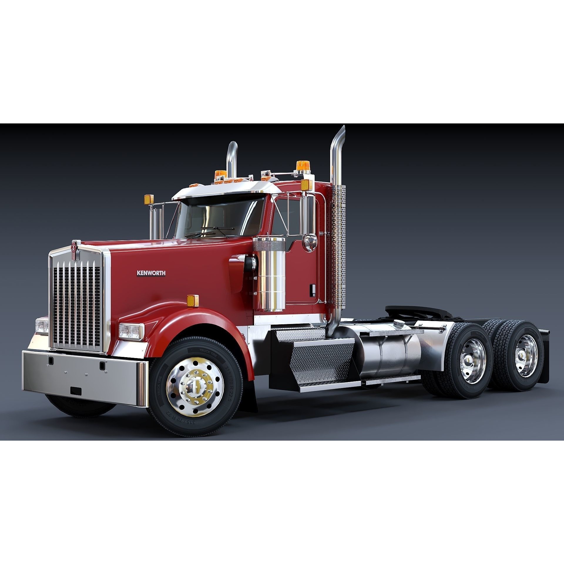 Kenworth W900 Daycab - Low-Poly Game-Ready 3D Model - View 18