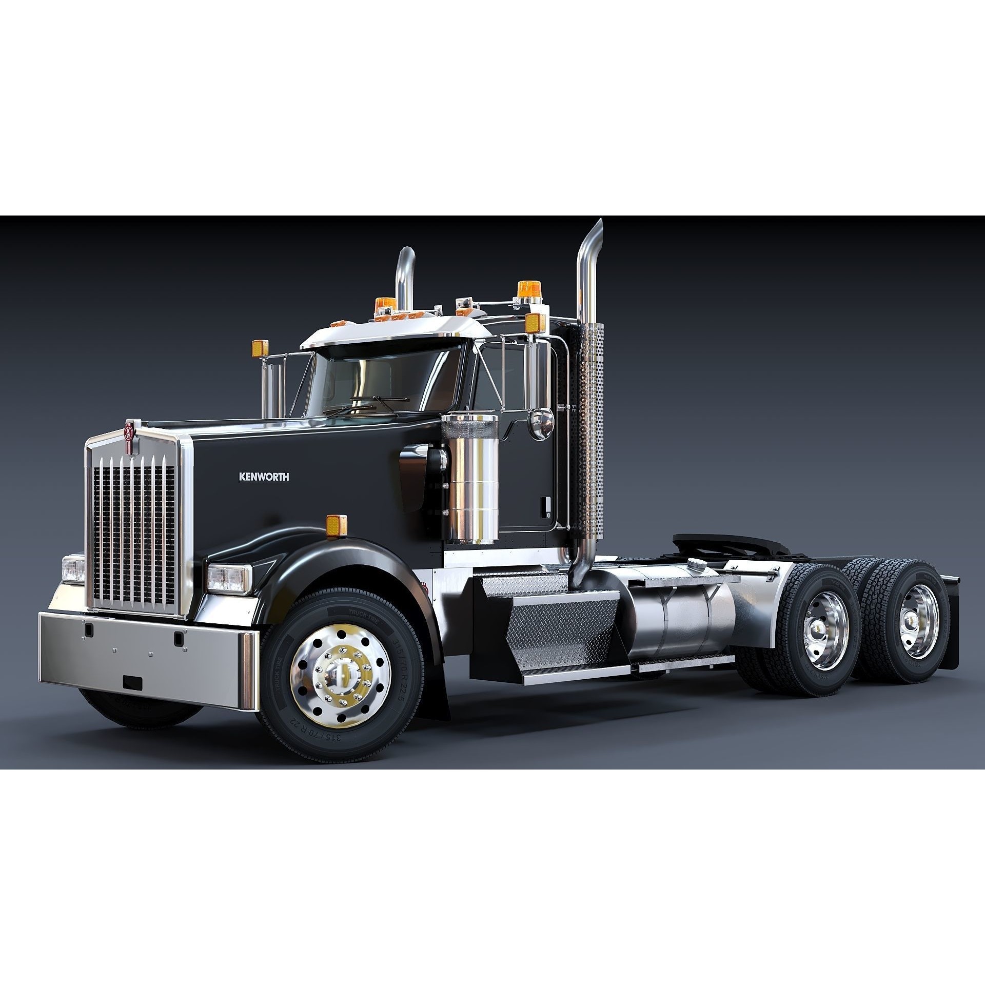 Kenworth W900 Daycab - Low-Poly Game-Ready 3D Model - View 20