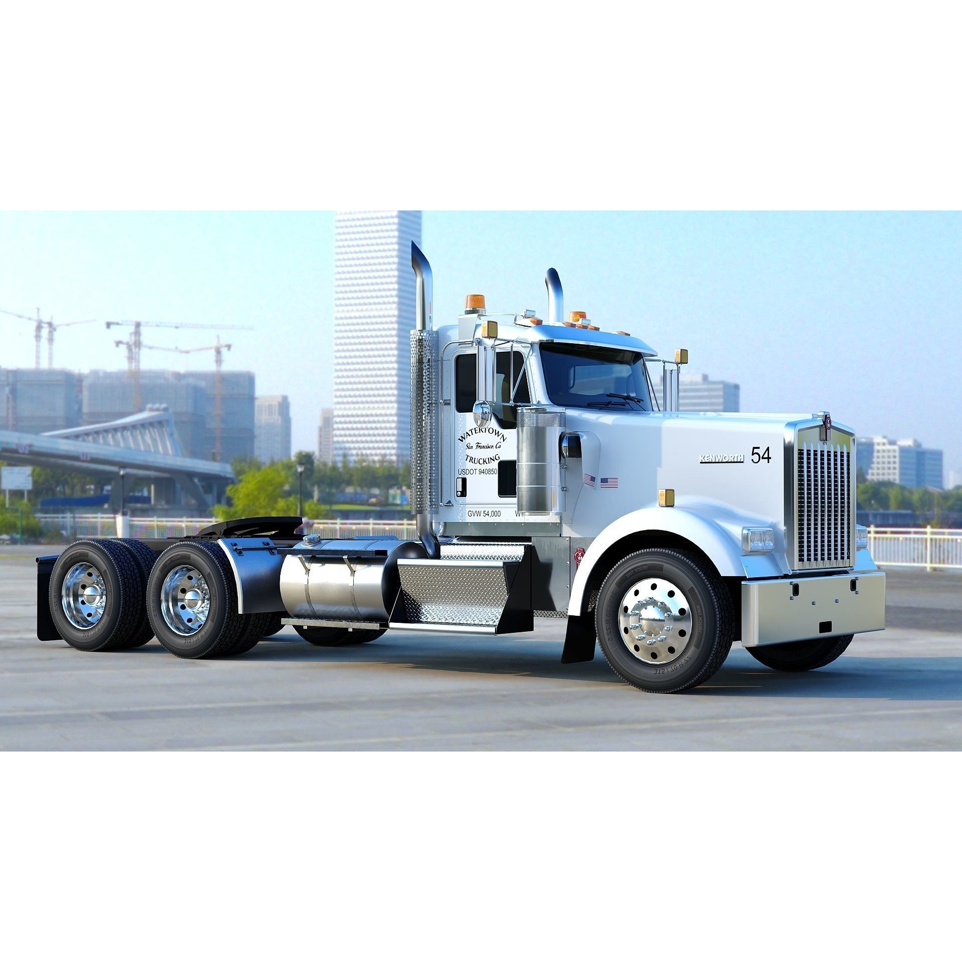 Kenworth W900 Daycab - Low-Poly Game-Ready 3D Model - View 26