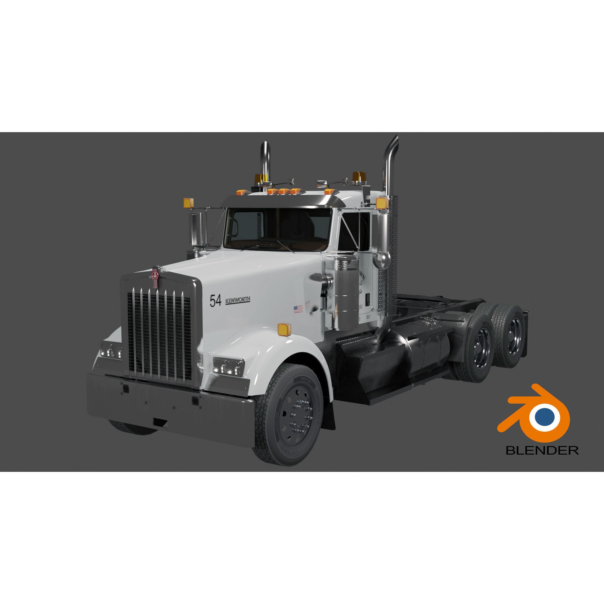 Kenworth W900 Daycab - Low-Poly Game-Ready 3D Model - View 43