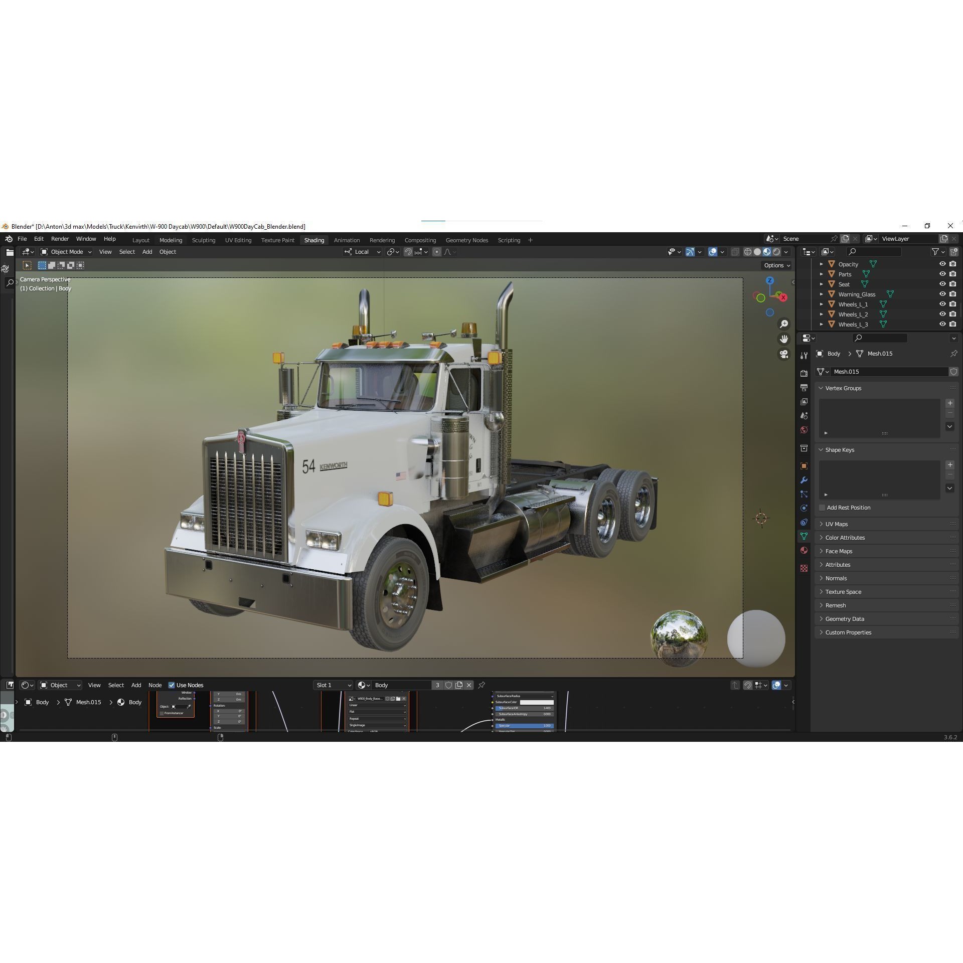 Kenworth W900 Daycab - Low-Poly Game-Ready 3D Model - View 44
