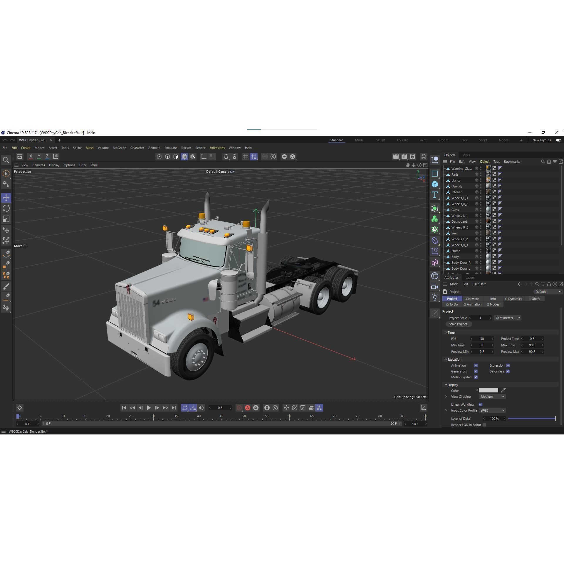 Kenworth W900 Daycab - Low-Poly Game-Ready 3D Model - View 46