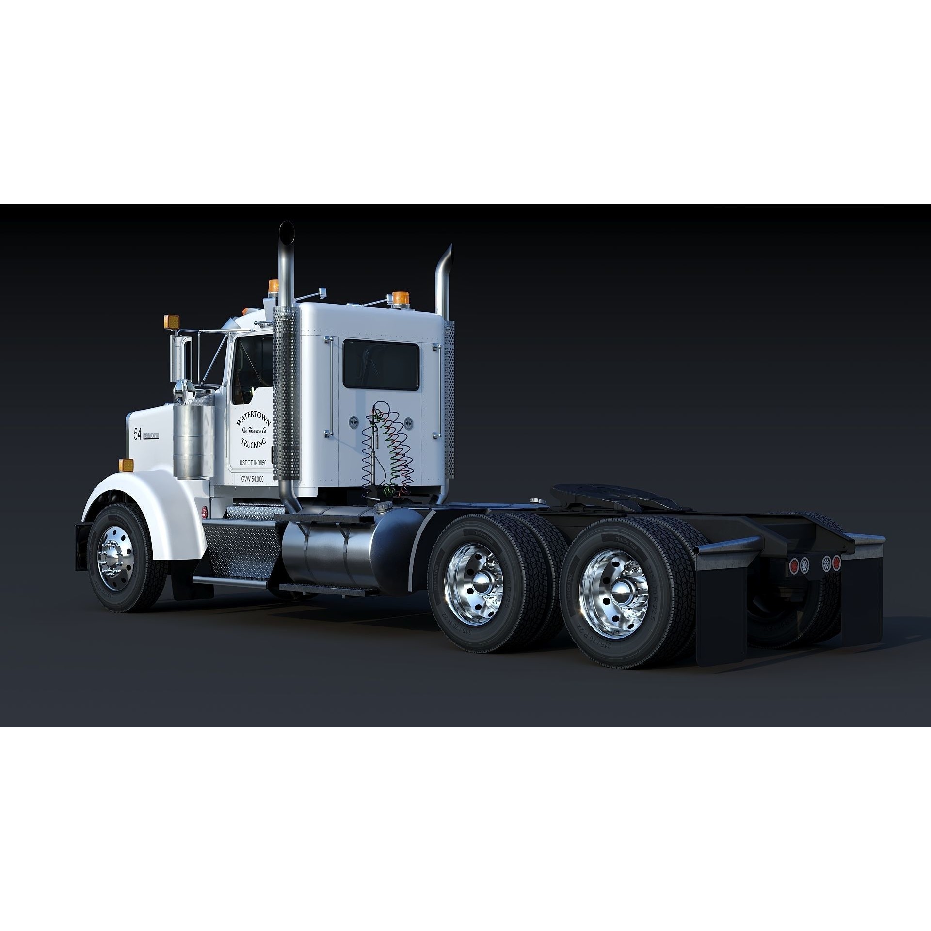 Kenworth W900 Daycab - Low-Poly Game-Ready 3D Model - View 5