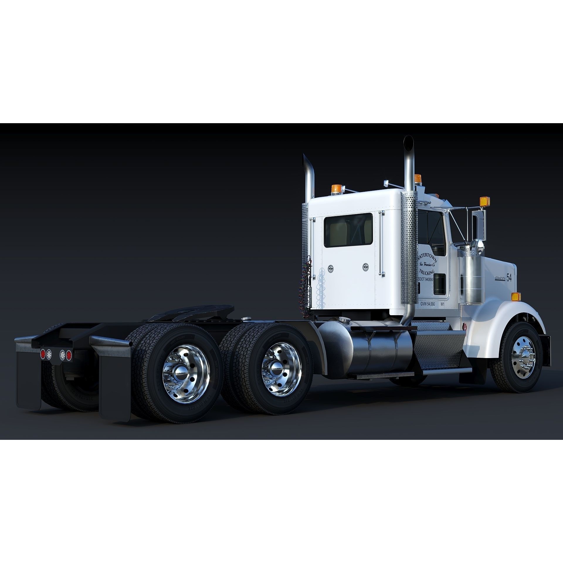 Kenworth W900 Daycab - Low-Poly Game-Ready 3D Model - View 7