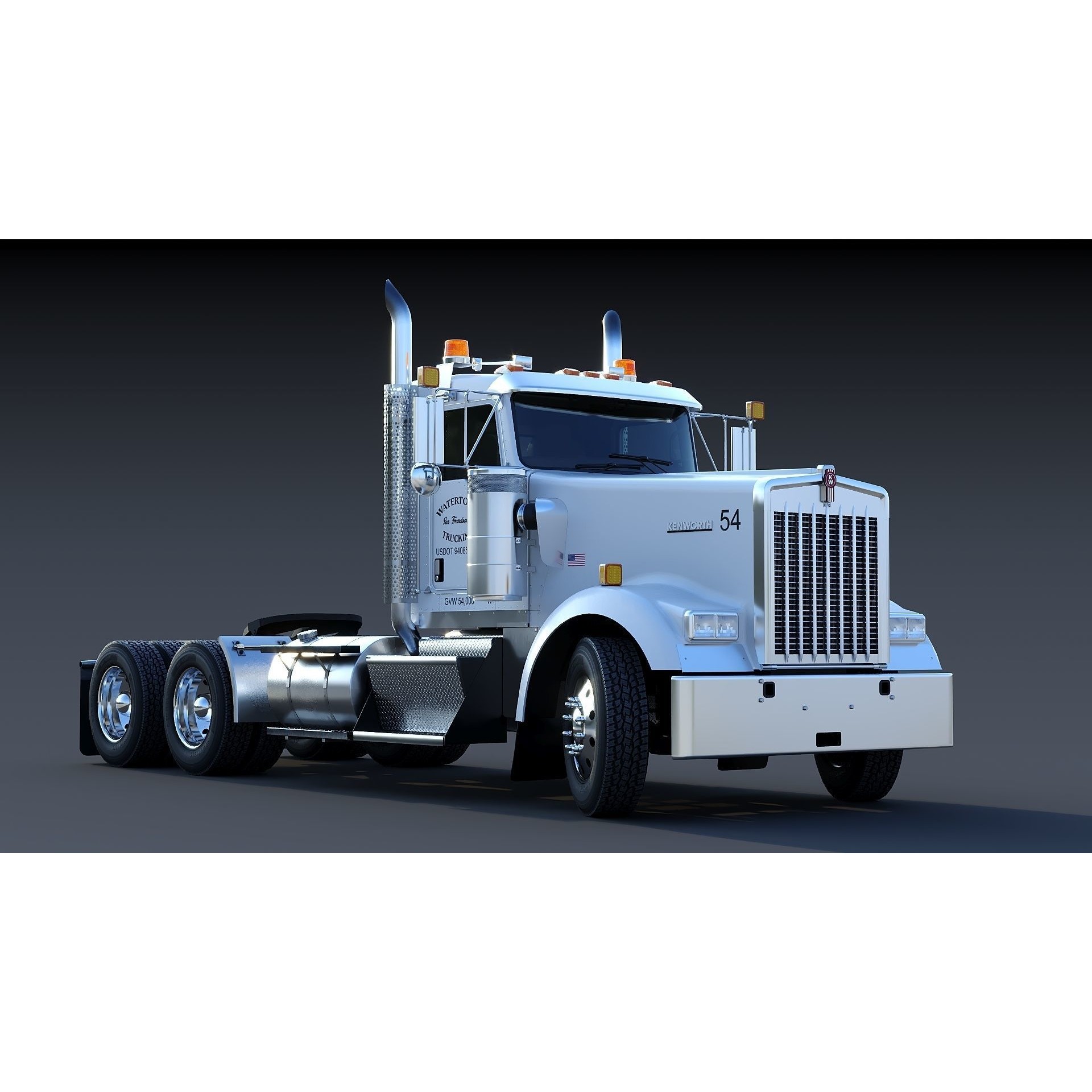 Kenworth W900 Daycab - Low-Poly Game-Ready 3D Model - View 9