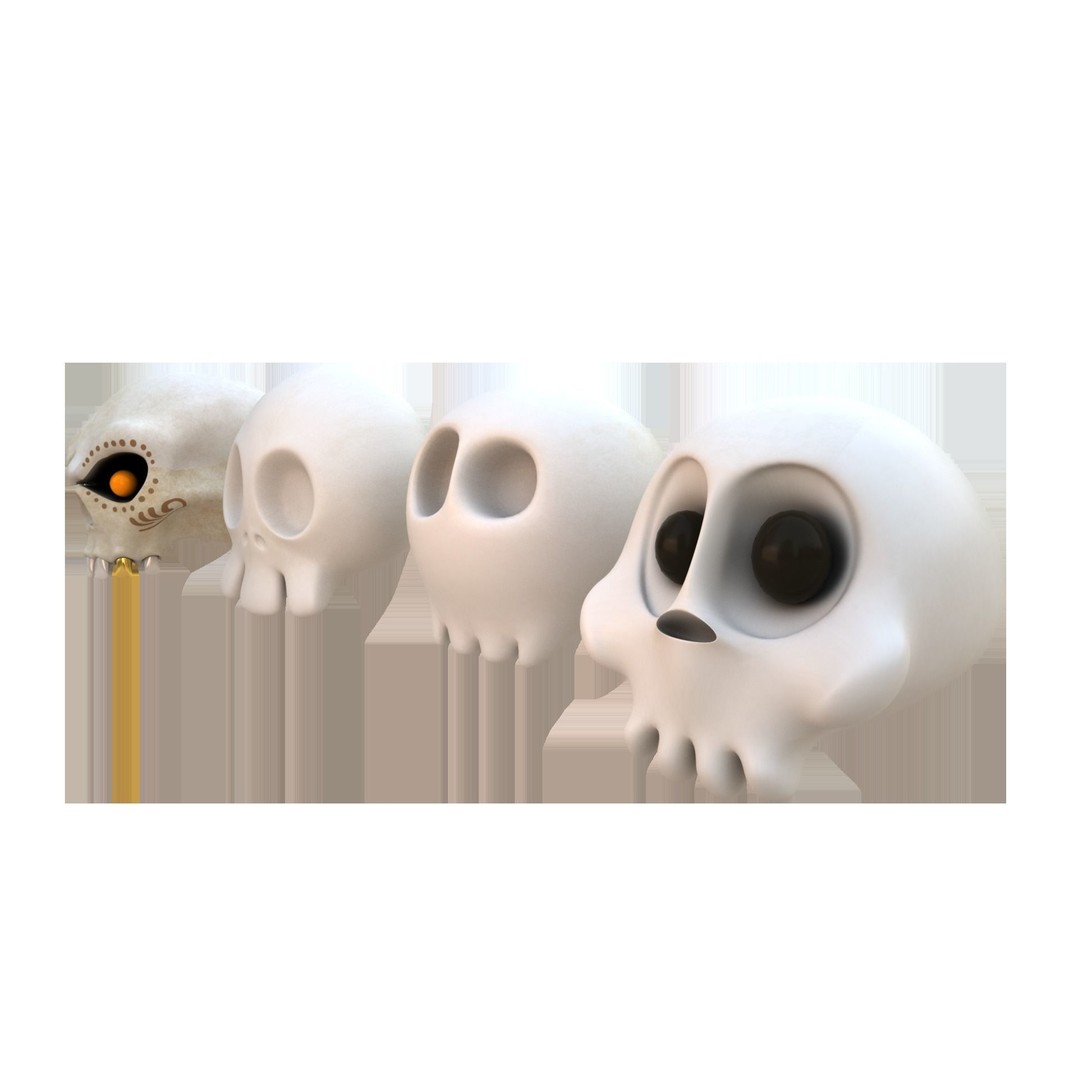Toon Skull 3D Model – Low Poly Cartoon Skull Pack, Game Ready - View 5