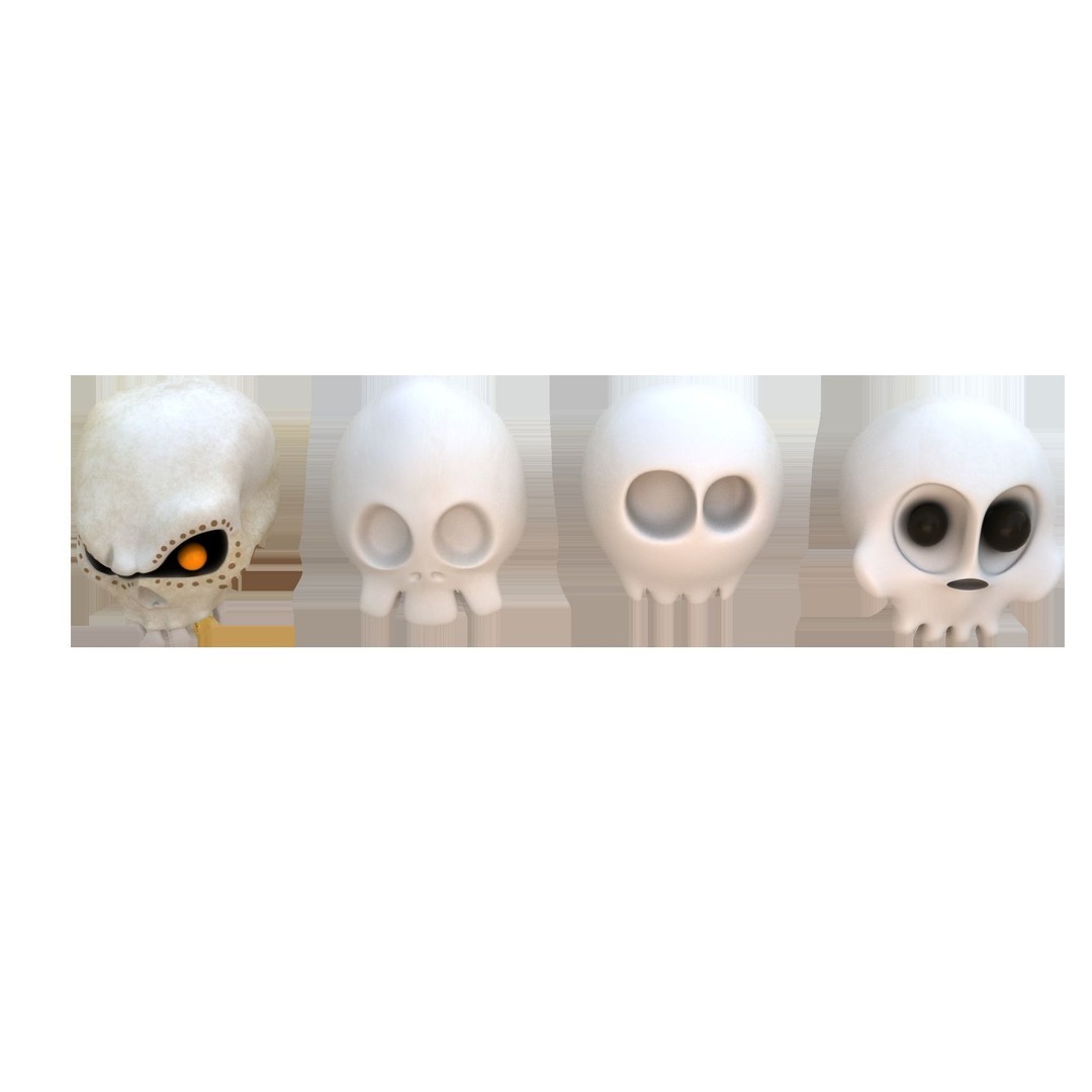 Toon Skull 3D Model – Low Poly Cartoon Skull Pack, Game Ready - View 6