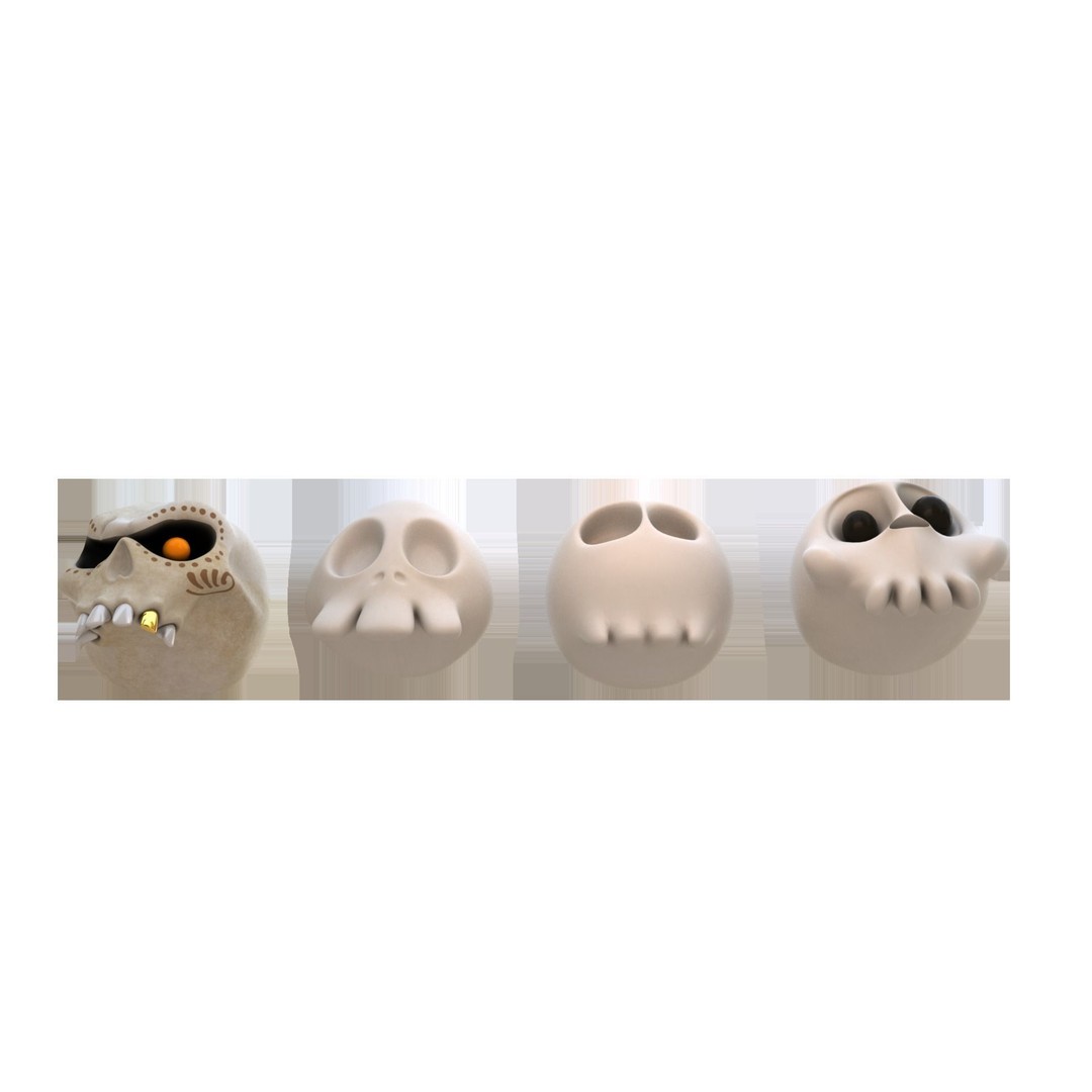 Toon Skull 3D Model – Low Poly Cartoon Skull Pack, Game Ready - View 7