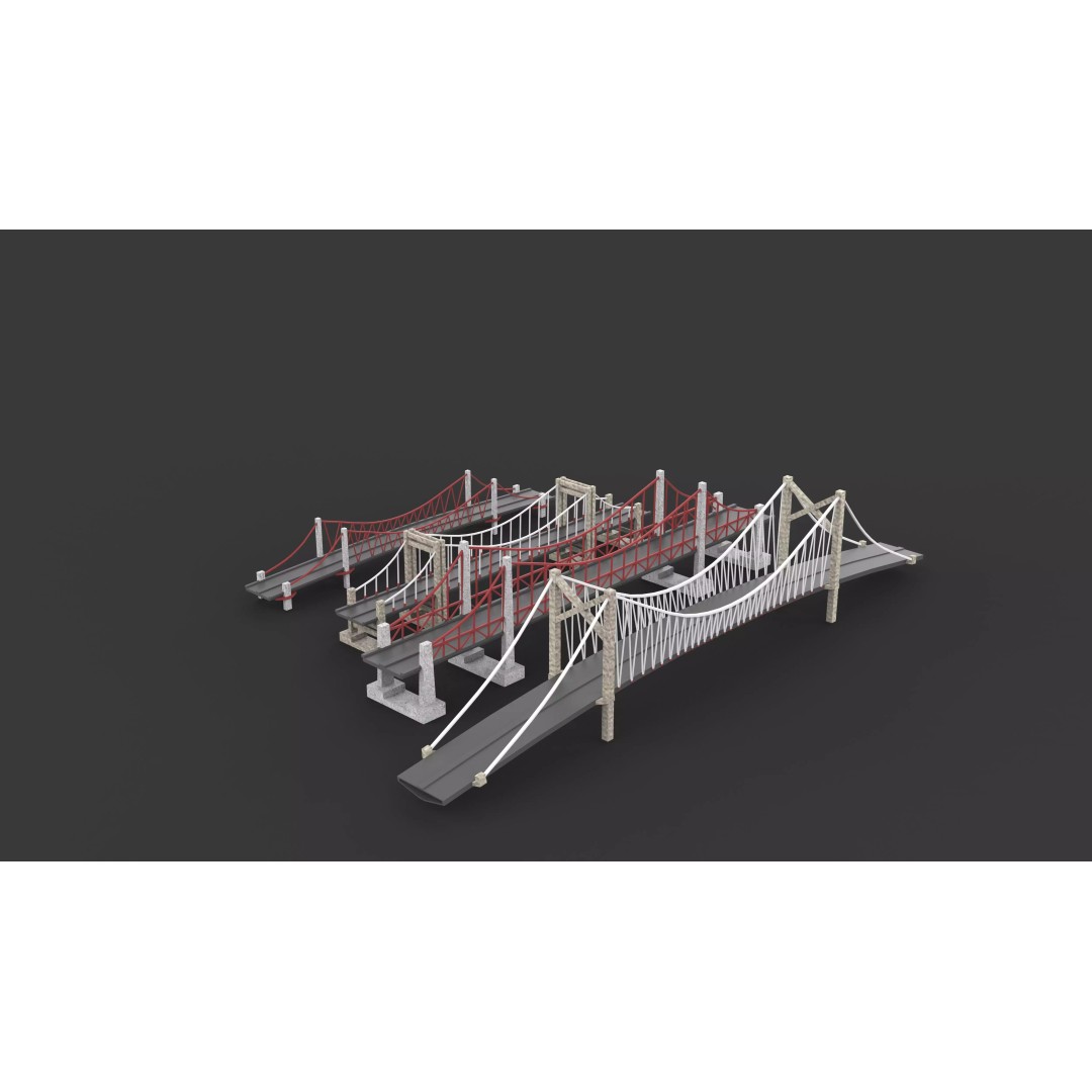Suspension Bridge 3D Model – PBR Game Asset, FBX, OBJ, Blender - View 10