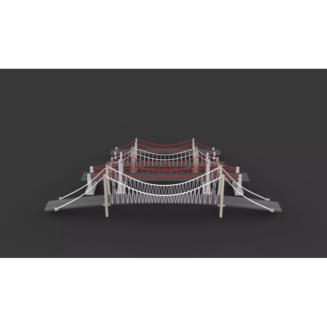 Suspension Bridge 3D Model – PBR Game Asset, FBX, OBJ, Blender - View 11