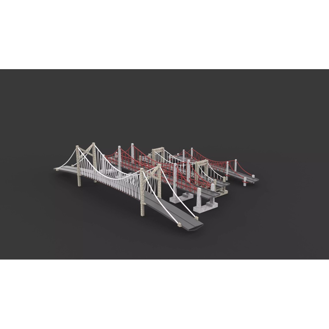 Suspension Bridge 3D Model – PBR Game Asset, FBX, OBJ, Blender - View 13