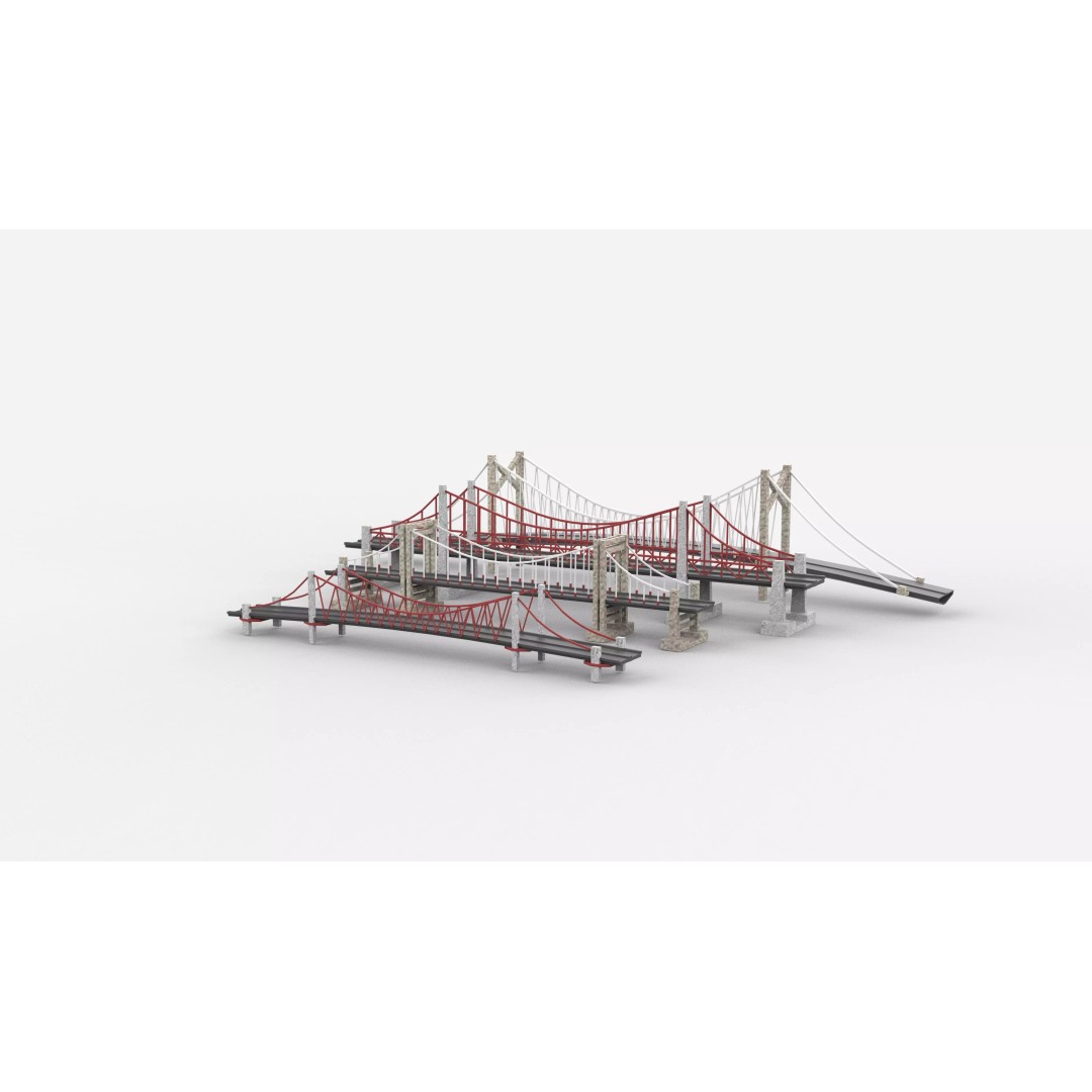 Suspension Bridge 3D Model – PBR Game Asset, FBX, OBJ, Blender - View 14