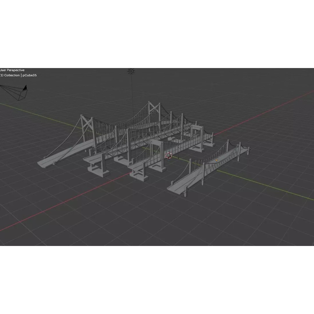 Suspension Bridge 3D Model – PBR Game Asset, FBX, OBJ, Blender - View 17