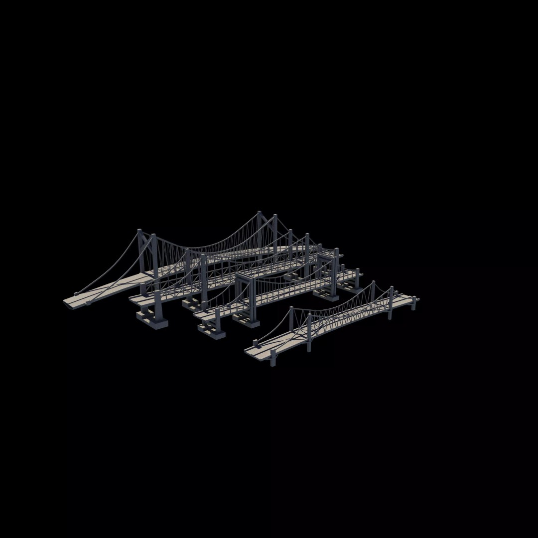 Suspension Bridge 3D Model – PBR Game Asset, FBX, OBJ, Blender - View 18