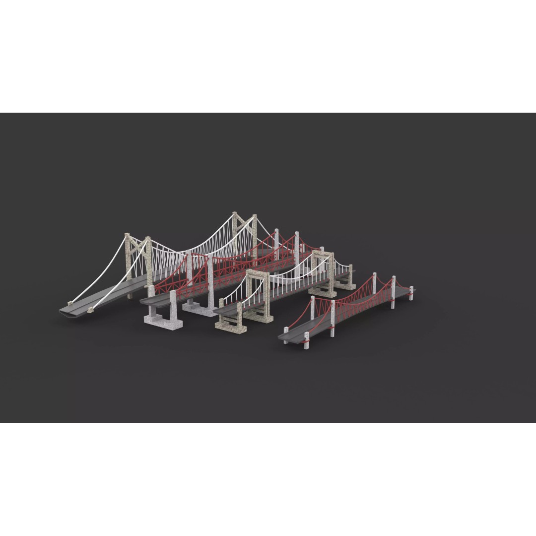 Suspension Bridge 3D Model – PBR Game Asset, FBX, OBJ, Blender - View 2