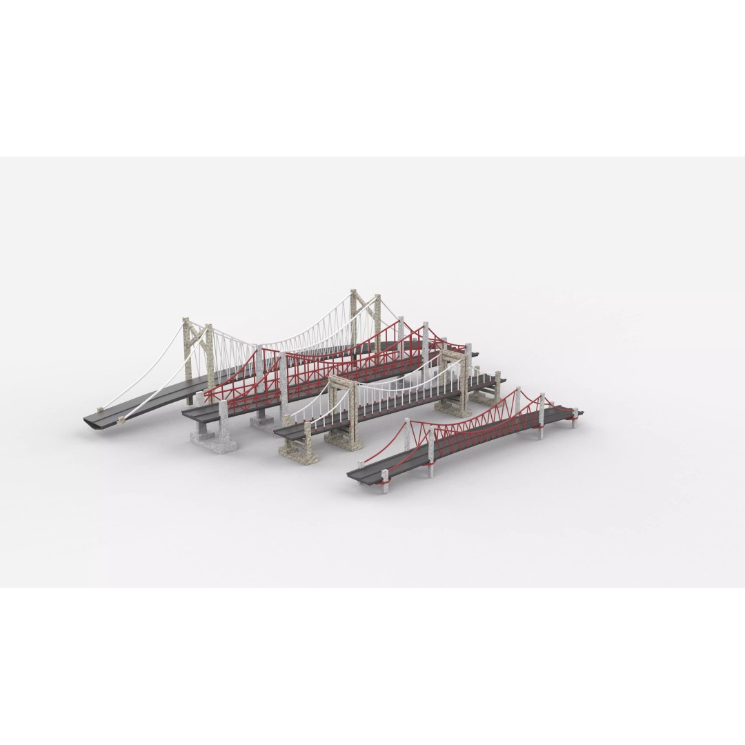 Suspension Bridge 3D Model – PBR Game Asset, FBX, OBJ, Blender - View 3