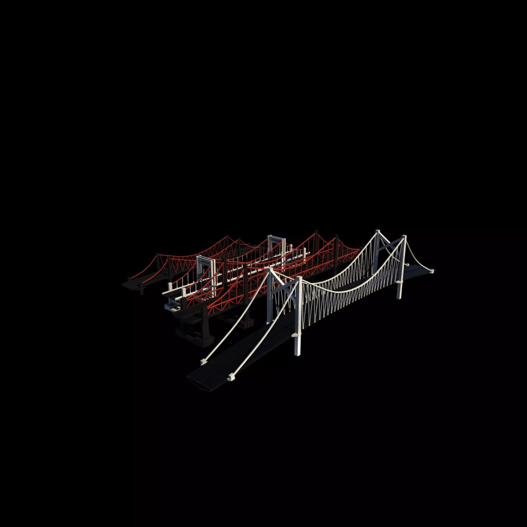 Suspension Bridge 3D Model – PBR Game Asset, FBX, OBJ, Blender - View 4