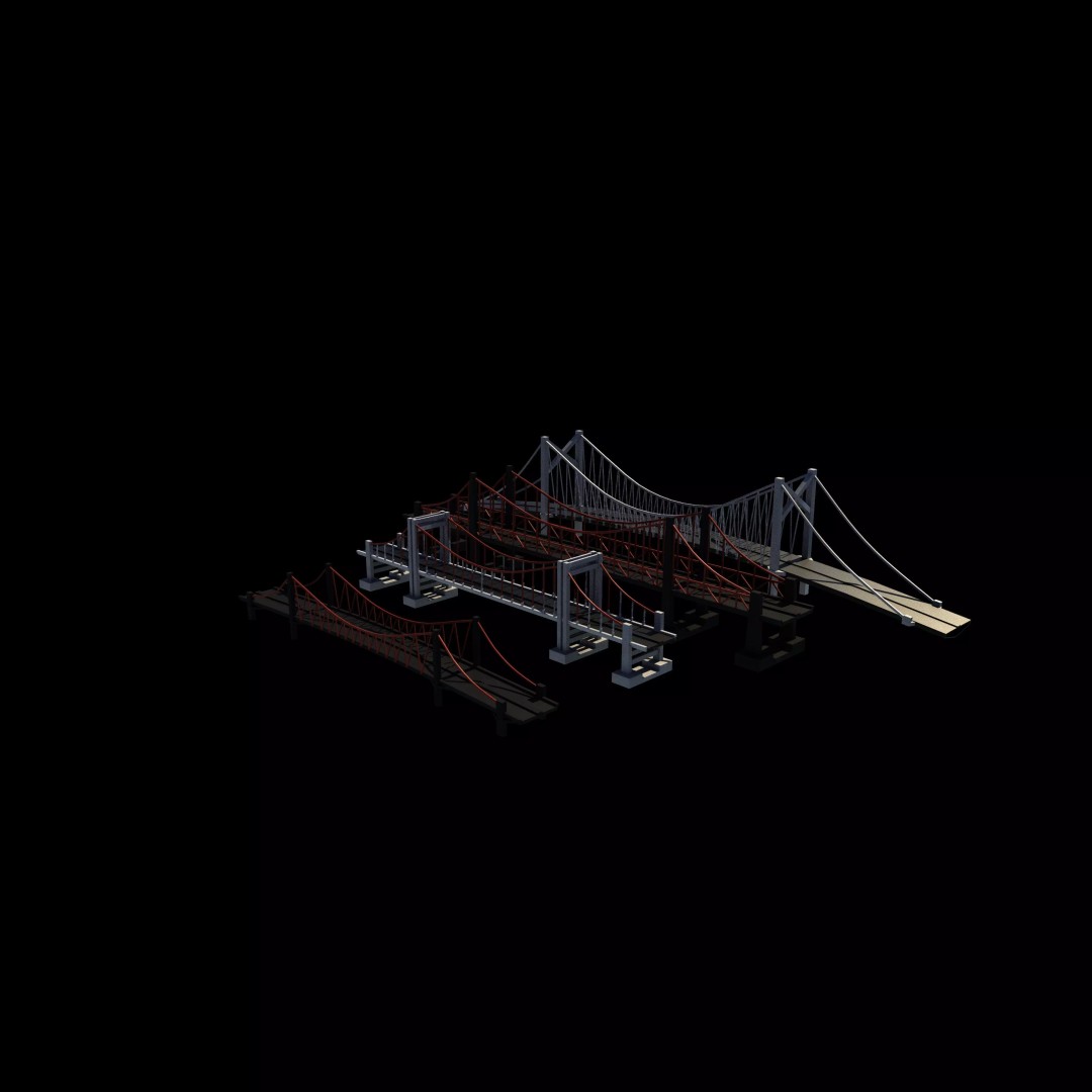 Suspension Bridge 3D Model – PBR Game Asset, FBX, OBJ, Blender - View 5