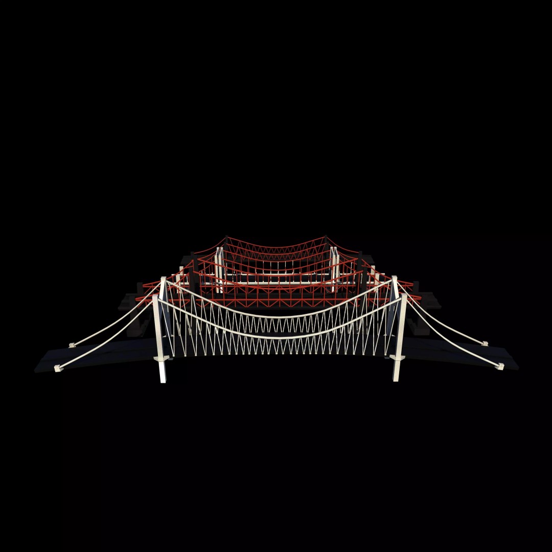Suspension Bridge 3D Model – PBR Game Asset, FBX, OBJ, Blender - View 6