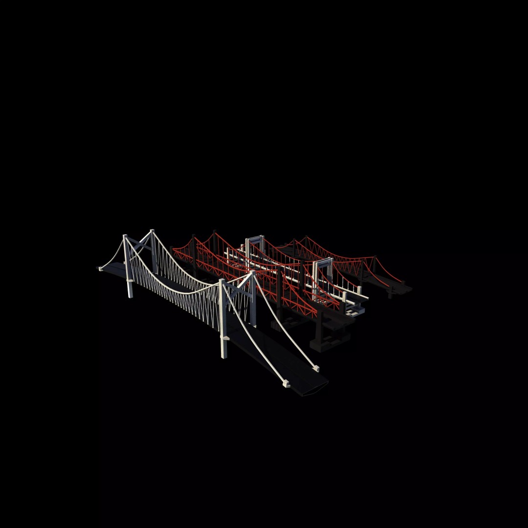 Suspension Bridge 3D Model – PBR Game Asset, FBX, OBJ, Blender - View 7
