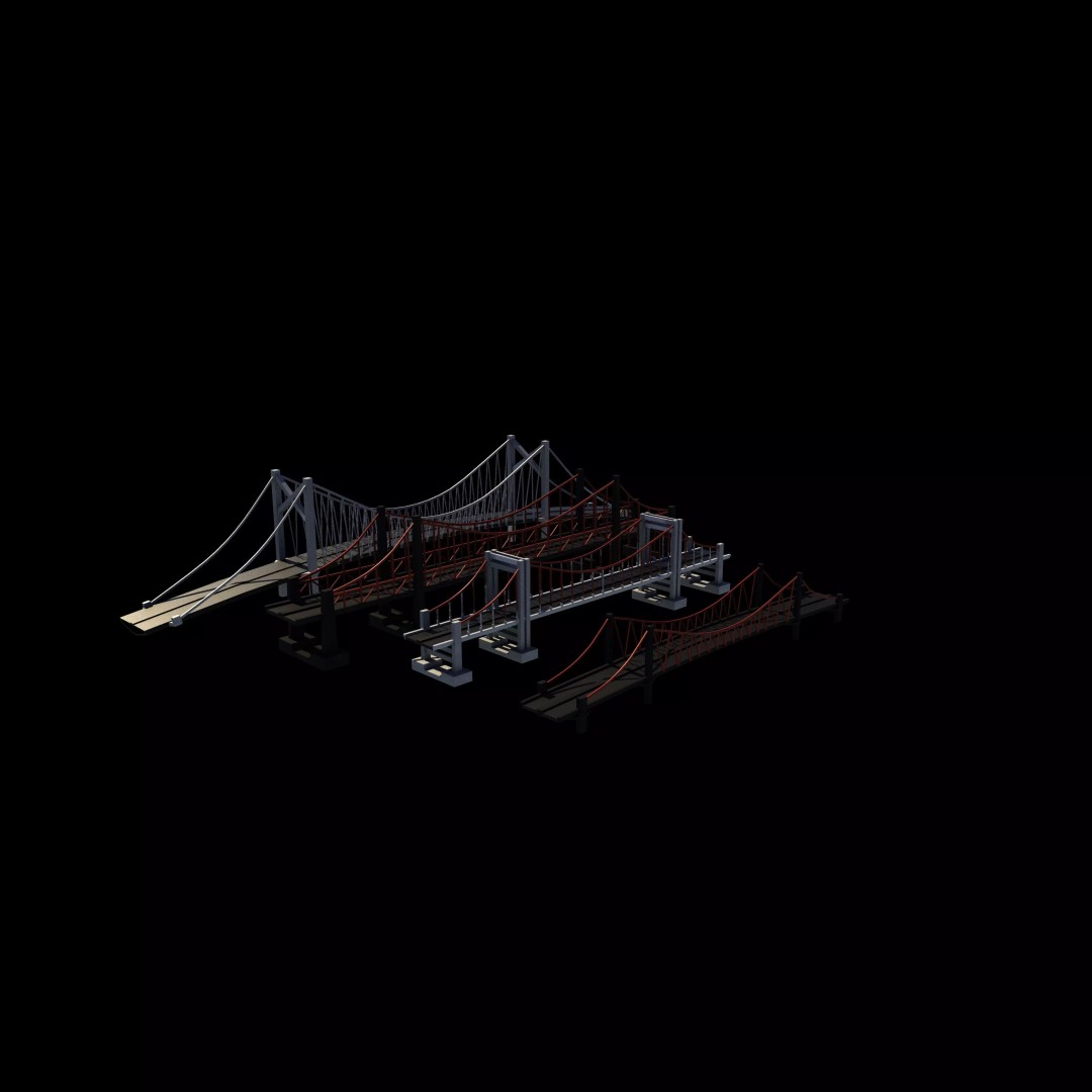 Suspension Bridge 3D Model – PBR Game Asset, FBX, OBJ, Blender - View 9