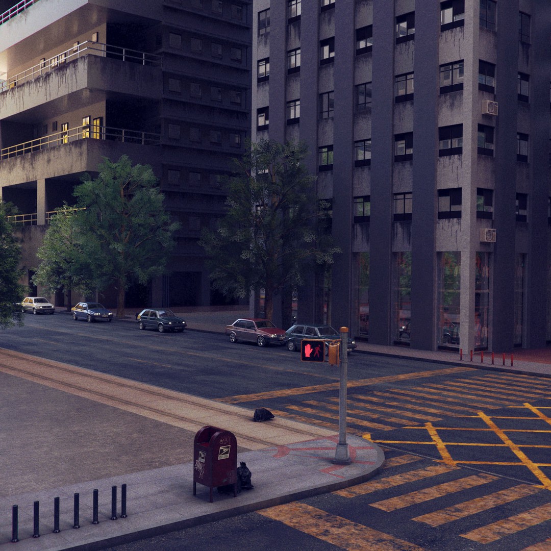 Realistic City S7 3D Model – Low Poly Urban Environment, FBX - View 19