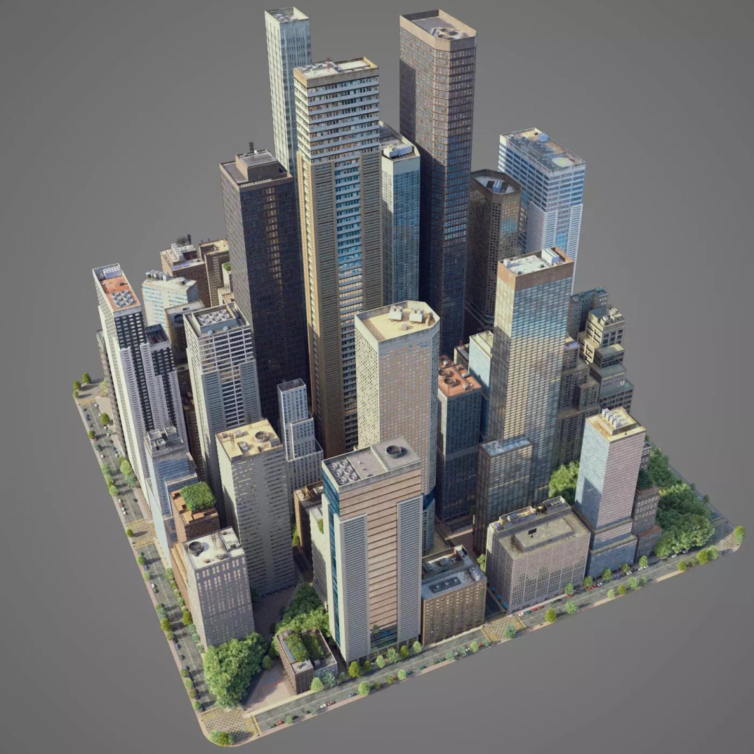 Realistic City S7 3D Model – Low Poly Urban Environment, FBX - View 2