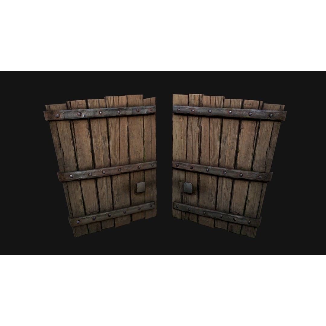 Medieval Wooden Gate 3D Model – Low Poly Game Ready PBR Asset, FBX