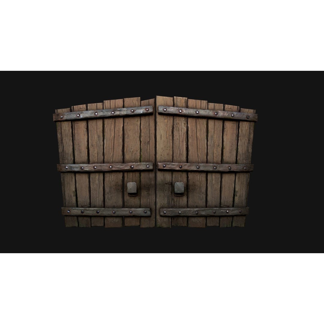 Medieval Wooden Gate 3D Model – Low Poly Game Ready PBR Asset, FBX - View 10