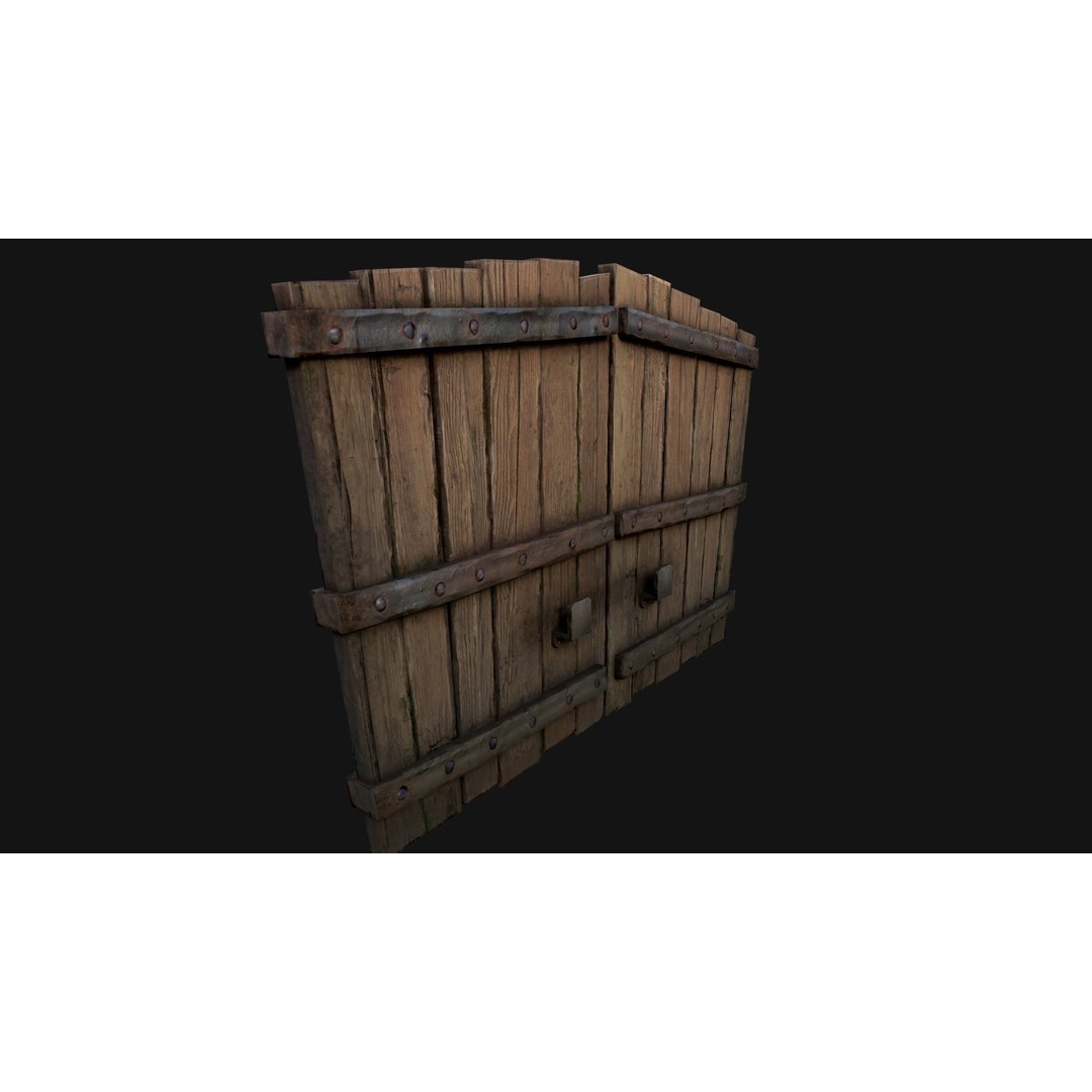 Medieval Wooden Gate 3D Model – Low Poly Game Ready PBR Asset, FBX - View 11