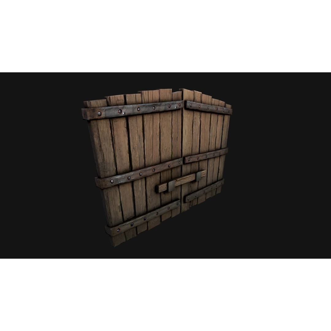 Medieval Wooden Gate 3D Model – Low Poly Game Ready PBR Asset, FBX - View 12