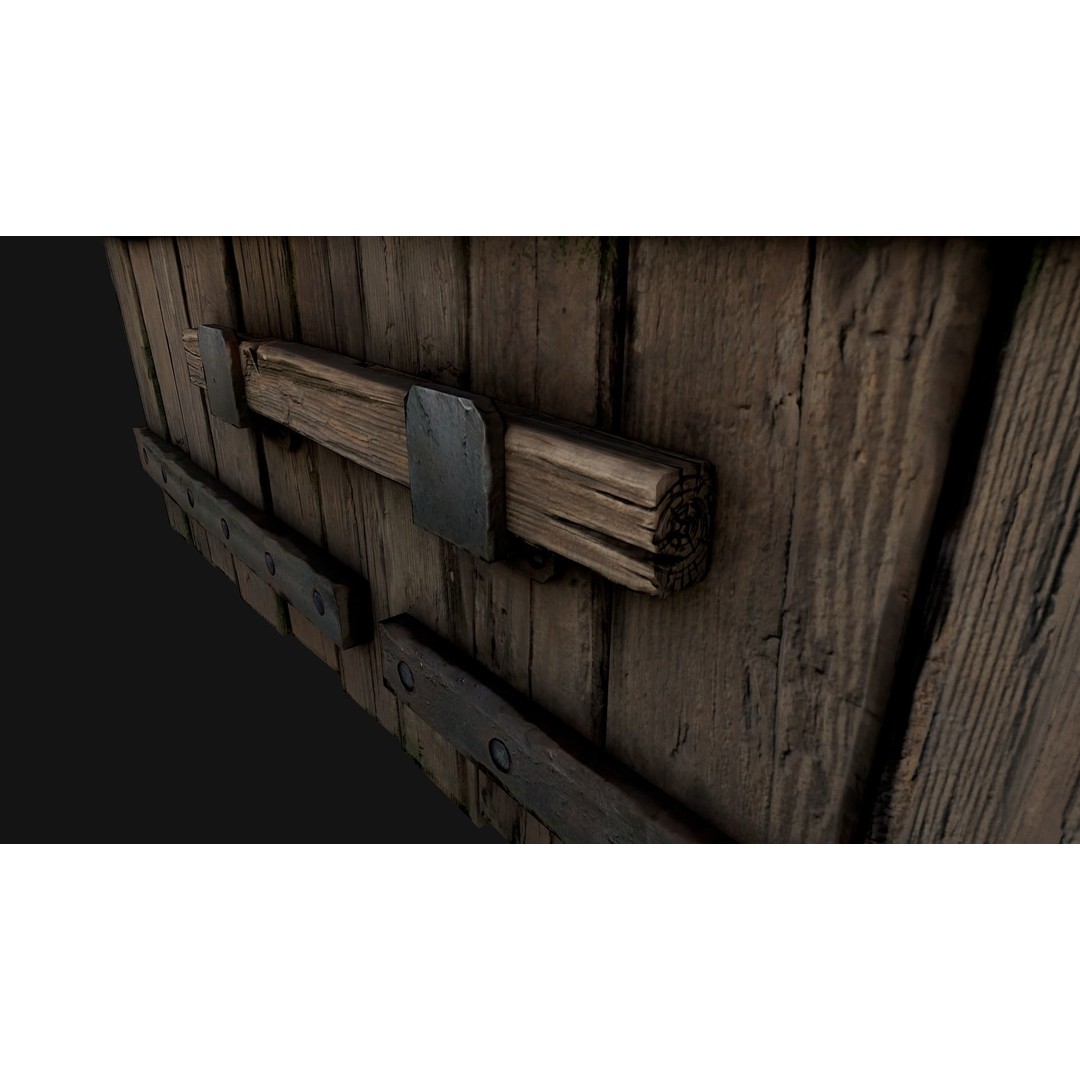 Medieval Wooden Gate 3D Model – Low Poly Game Ready PBR Asset, FBX - View 14
