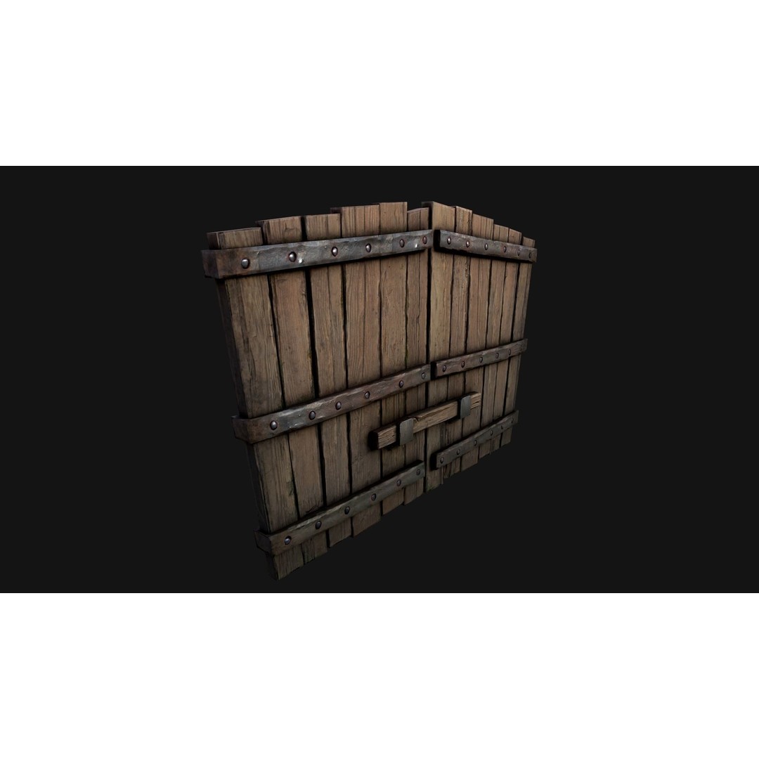 Medieval Wooden Gate 3D Model – Low Poly Game Ready PBR Asset, FBX - View 15