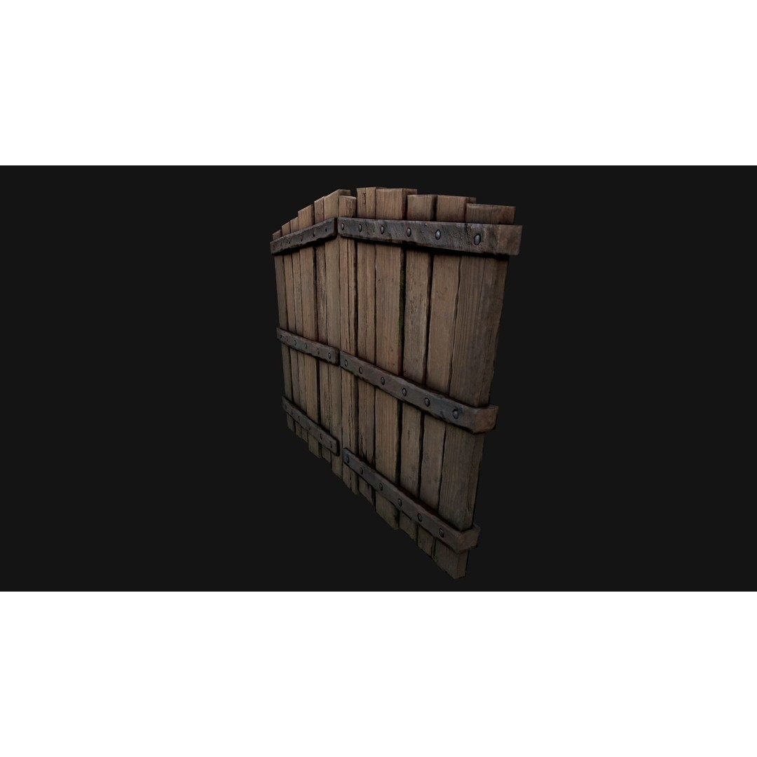 Medieval Wooden Gate 3D Model – Low Poly Game Ready PBR Asset, FBX - View 16