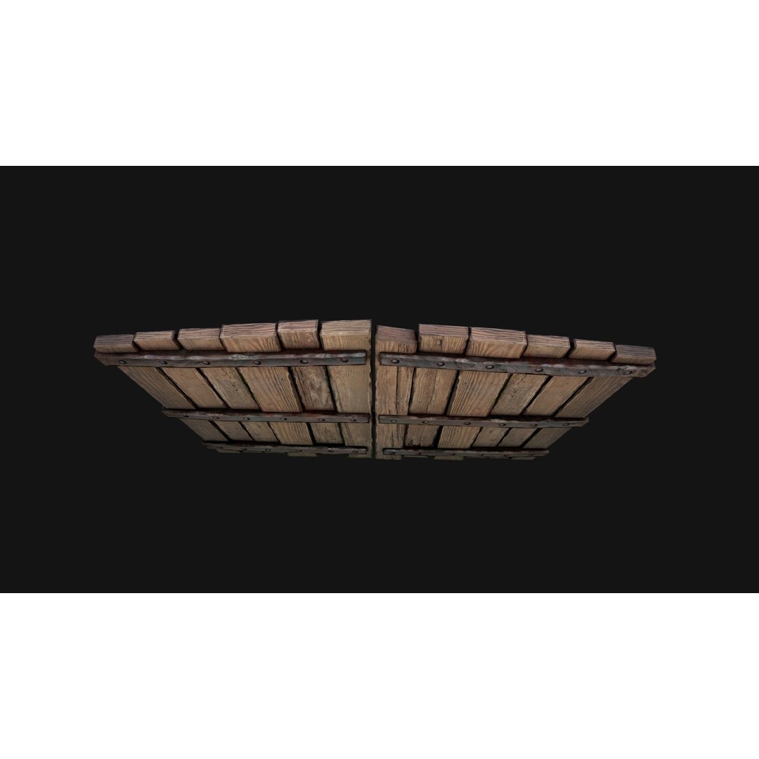 Medieval Wooden Gate 3D Model – Low Poly Game Ready PBR Asset, FBX - View 18