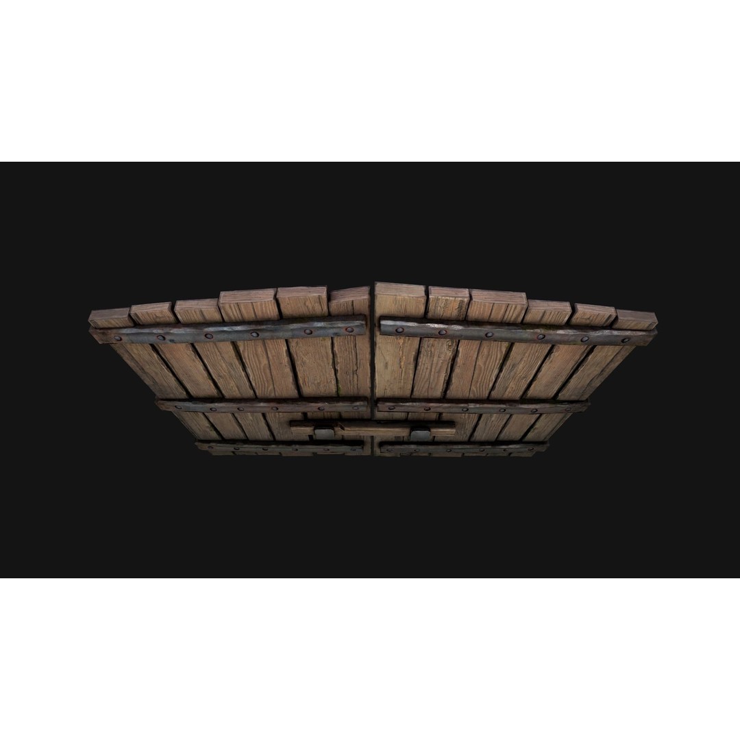 Medieval Wooden Gate 3D Model – Low Poly Game Ready PBR Asset, FBX - View 19