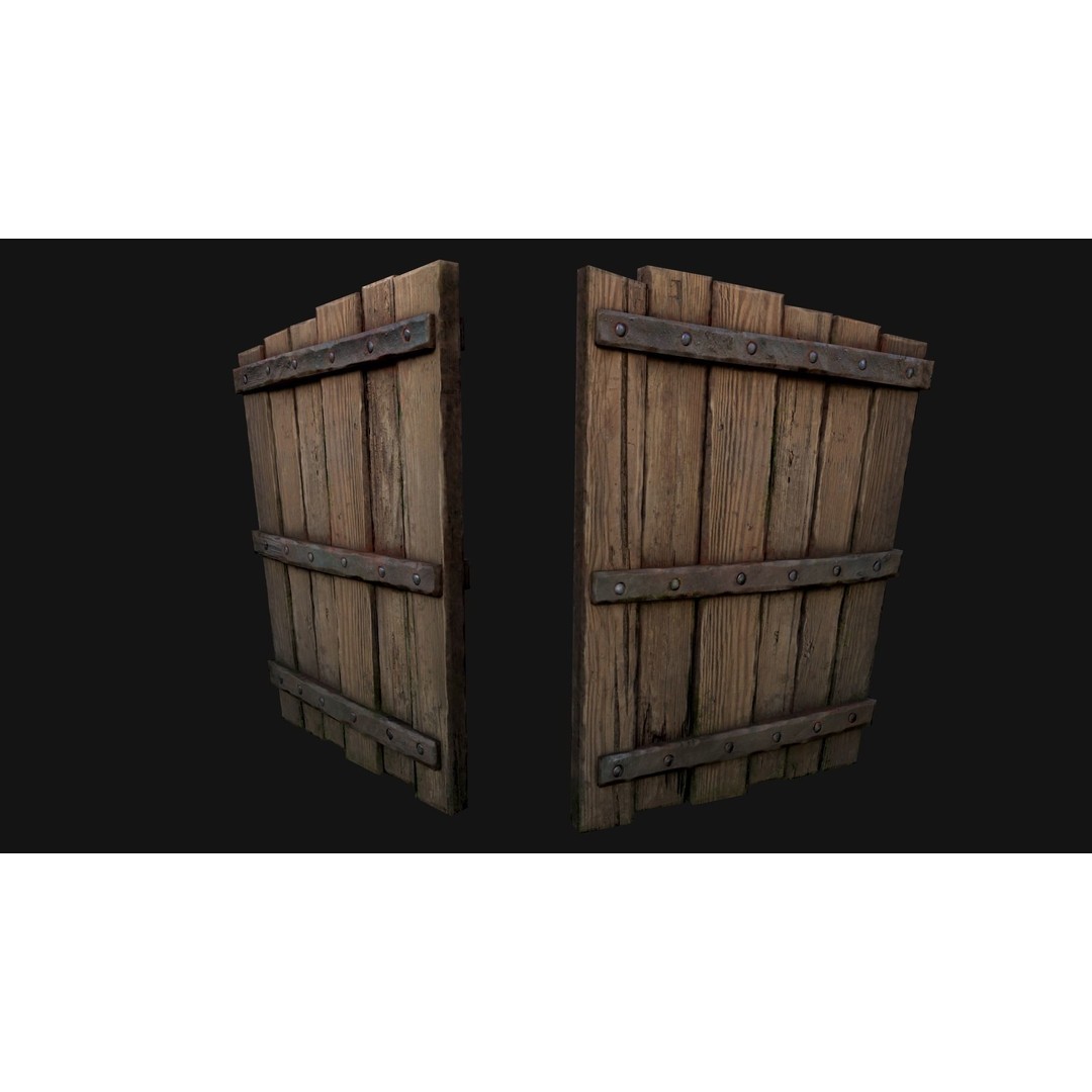 Medieval Wooden Gate 3D Model – Low Poly Game Ready PBR Asset, FBX - View 20