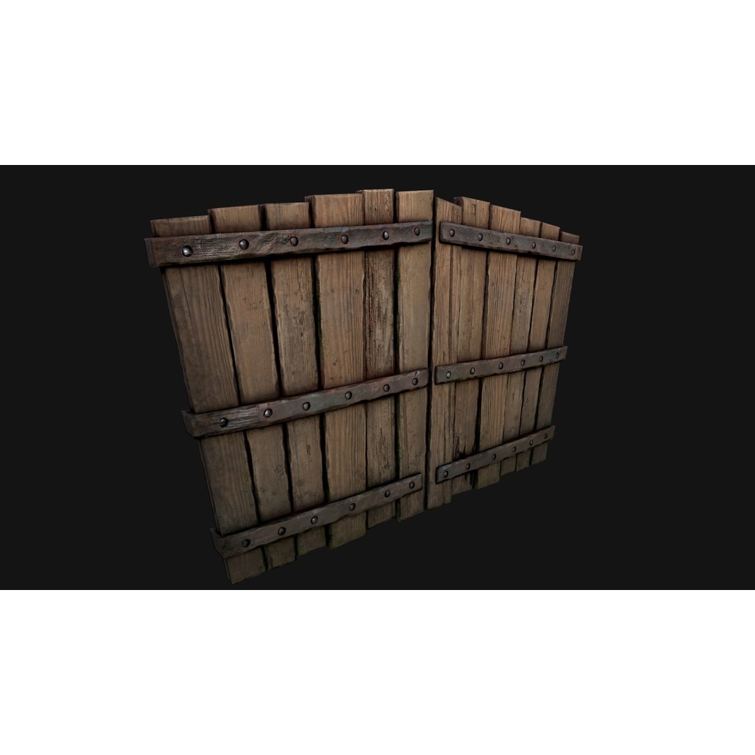 Medieval Wooden Gate 3D Model – Low Poly Game Ready PBR Asset, FBX - View 4