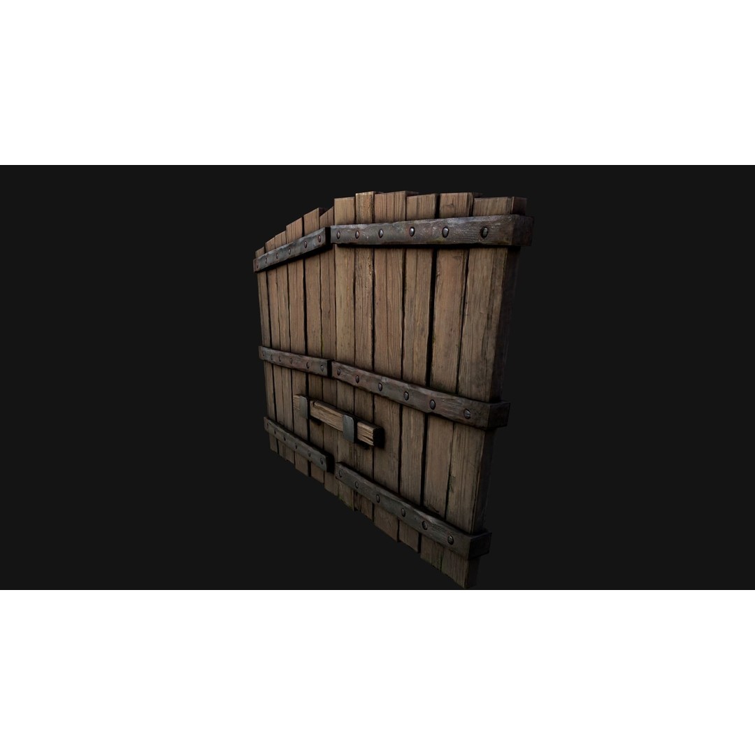 Medieval Wooden Gate 3D Model – Low Poly Game Ready PBR Asset, FBX - View 5