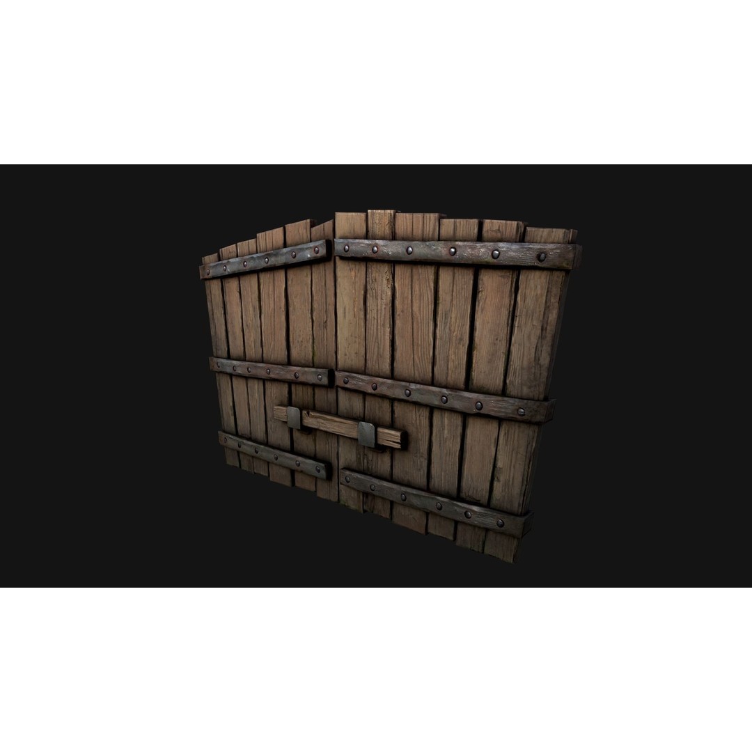 Medieval Wooden Gate 3D Model – Low Poly Game Ready PBR Asset, FBX - View 6