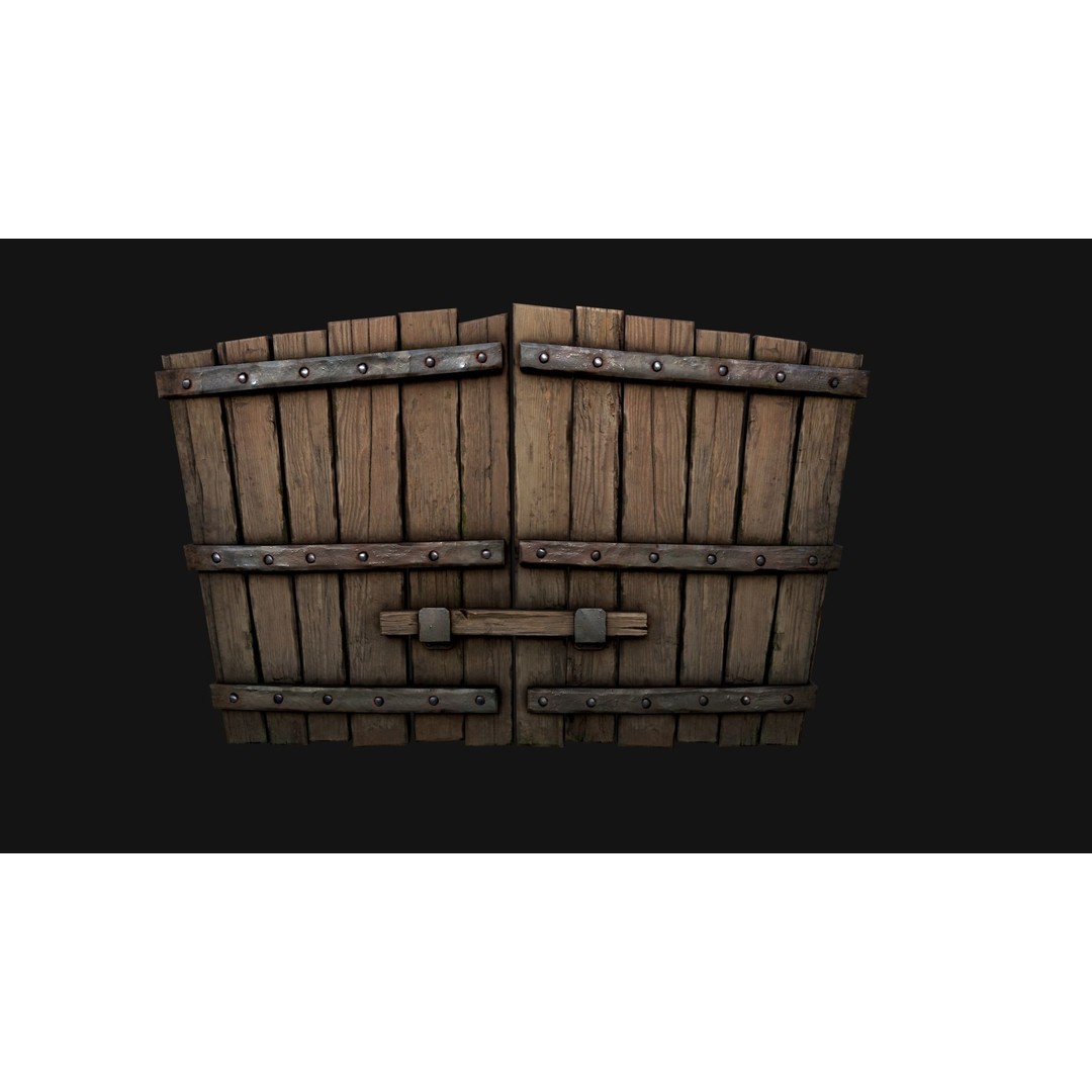 Medieval Wooden Gate 3D Model – Low Poly Game Ready PBR Asset, FBX - View 7