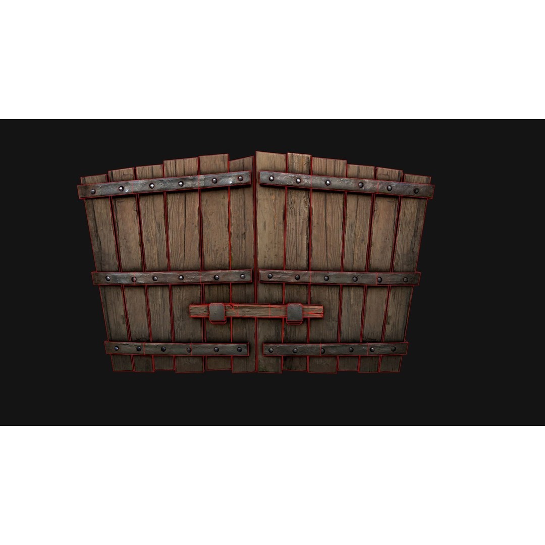 Medieval Wooden Gate 3D Model – Low Poly Game Ready PBR Asset, FBX - View 8
