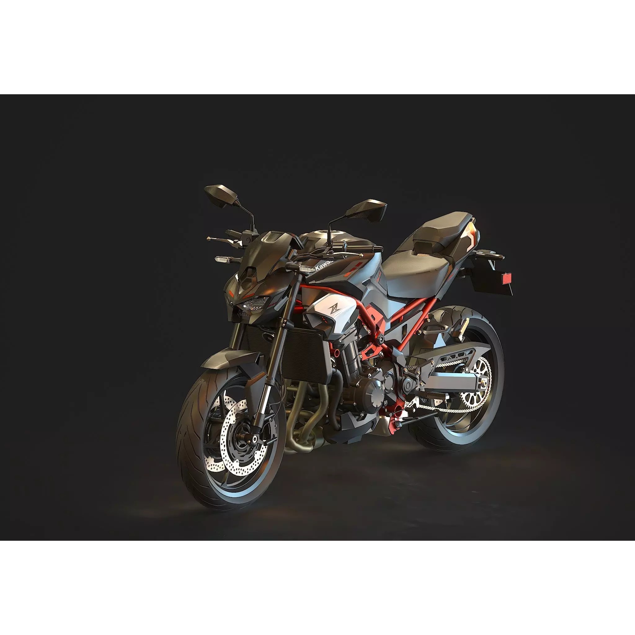 Kawasaki Z900 2025 - Base Mesh 3D Model - View 2